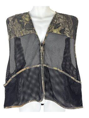 Vintage Quail Unlimited lightweight mesh camo hunting/shooting vest pockets XL